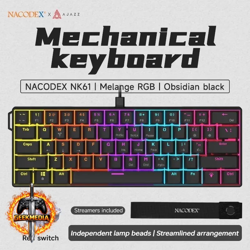 Teclado Mecânico Ajazz NK61 60% Hotswap