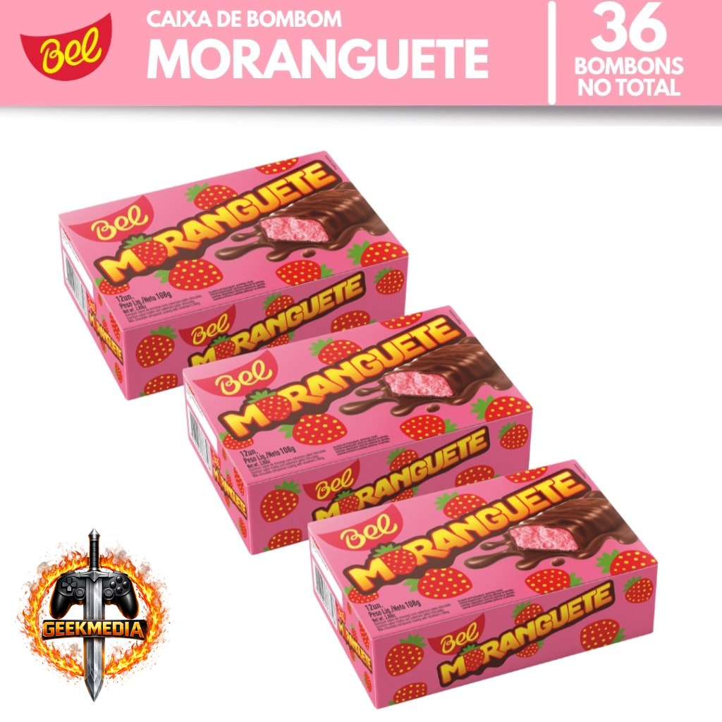 Kit 3 Caixas Bombom Moranguete Bel Sabor