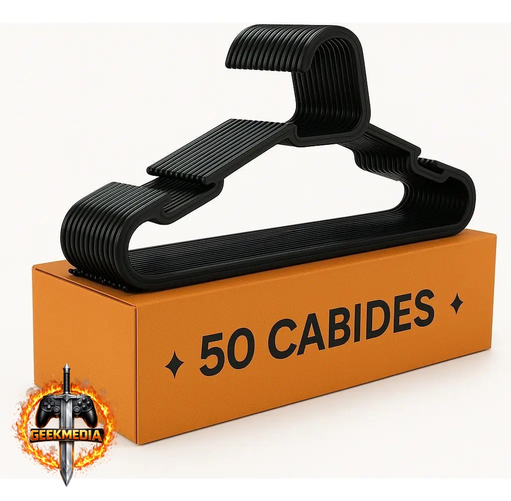 Kit 50 Cabides Adultos Pretos Reforçados Organizador Combate
