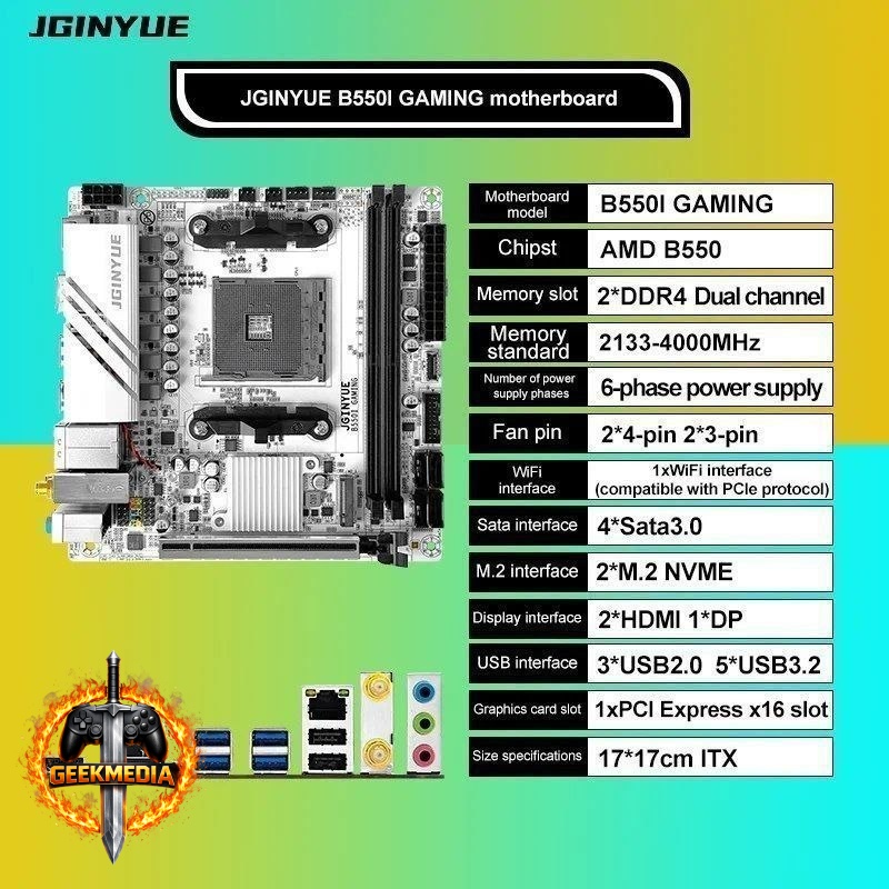 Placa Mãe JINGYUE B550I ITX GAMING AM4