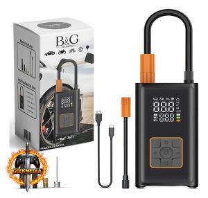 B&G Compressor de Ar Portátil Digital USB-C Preto - Carro Moto Bike