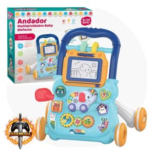 Andador Empurrador Didático Infantil Educativo Musical - Azul