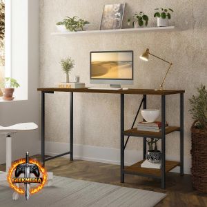 Mesa Escrivaninha Office Estudo Industrial Preto Imbuia 1,10m
