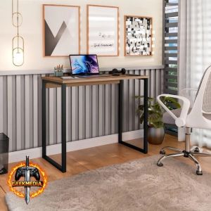 Escrivaninha Industrial Mesa Estudo Aparador Office Aço Mdf