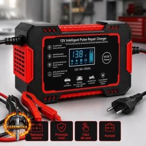 Carregador Inteligente de Bateria Automotiva 12V 6A Bivolt
