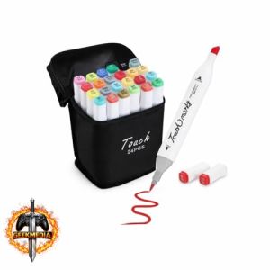Kit 24 Canetas Marcador Permanente Ponta Dupla Touch Coloridas com Estojo