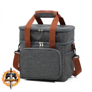 Bolsa Térmica Marmita Lancheira Grande Dois Andares Cinza
