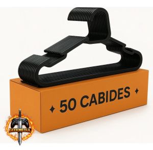 Kit 50 Cabides Adultos Pretos Reforçados Organizador Combate