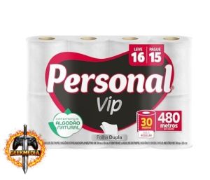 10x Papel Higiênico Vip Folha Dupla 16 Unidades 30M Branco